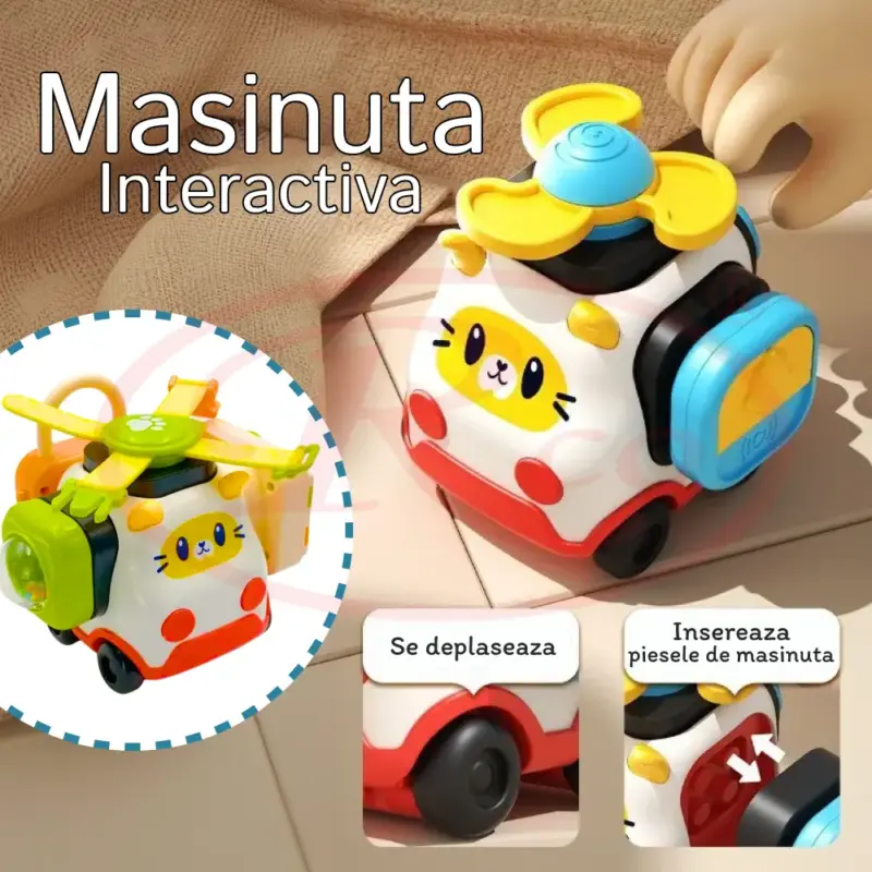 Casuta interactiva Montessori Busy Board Lumini Sunete Tabla 15 activitati