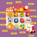 Casuta interactiva Montessori Busy Board Lumini Sunete Tabla 15 activitati