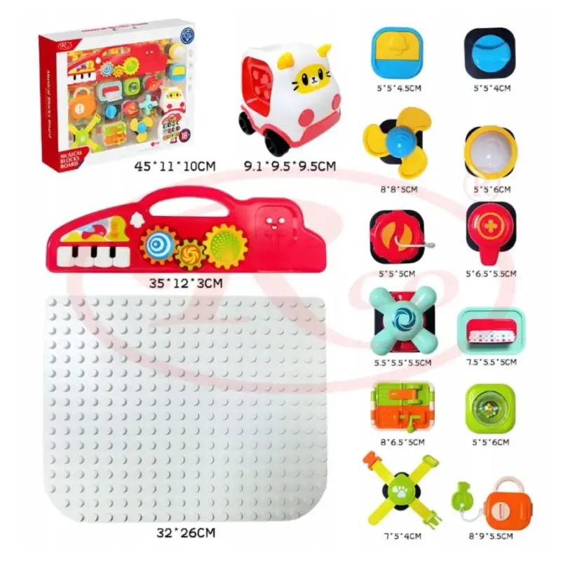Casuta interactiva Montessori Busy Board Lumini Sunete Tabla 15 activitati