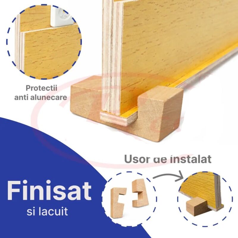 Joc Remi clasic cu Suport din lemn Tabla lemn si Piese din piatra Rumy