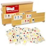 Joc Remi clasic cu Suport din lemn Tabla lemn si Piese din piatra Rumy