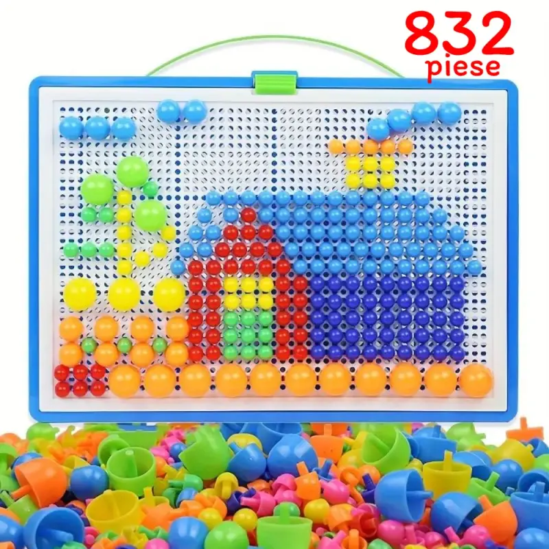 Joc creativ 832 piese Mozaic copii cu butoni colorati din plastic
