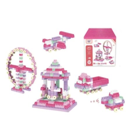 Set 320 piese Roz Stem Forme educative Cuburi de construit