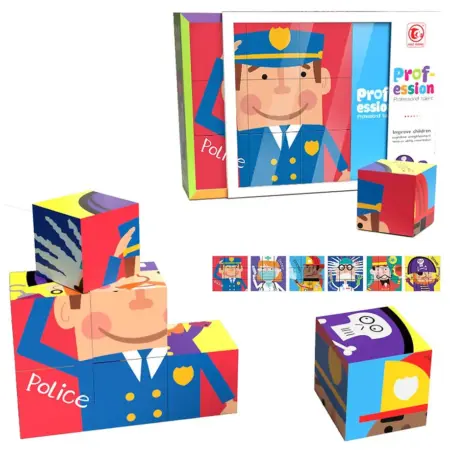Set 9 Cuburi Lumea Meseriilor Joc Puzzle 6in1 Profesiile