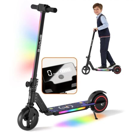 Trotineta Electrica Negru cu suspensie Pliabila Lumini Motor 150W Viteza 12kmh