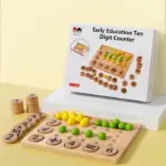Joc educativ matematic Numararea cu bile colorate si jetoane lemn