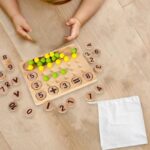 Joc educativ matematic Numararea cu bile colorate si jetoane lemn