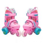 Set Role reglabile Roz 2in1 cu Lumini Protectii Roti ajutatoare Frana