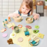 Set Vase pentru gatit Bucatarie Mancare Set picnic din lemn