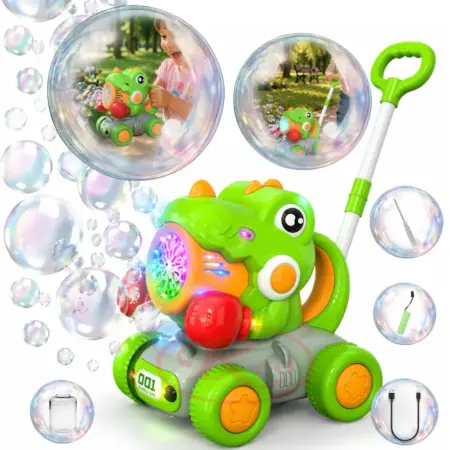 Jucarie interactiva de impins Dinozaurul cu baloane cu baterie USB