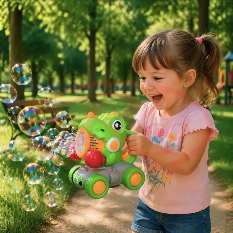 Jucarie interactiva de impins Dinozaurul cu baloane cu baterie USB