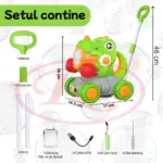 Jucarie interactiva de impins Dinozaurul cu baloane cu baterie USB