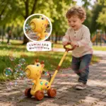 Jucarie interactiva de impins Girafa cu baloane cu baterie USB copii