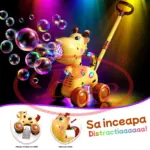 Jucarie interactiva de impins Girafa cu baloane cu baterie USB copii