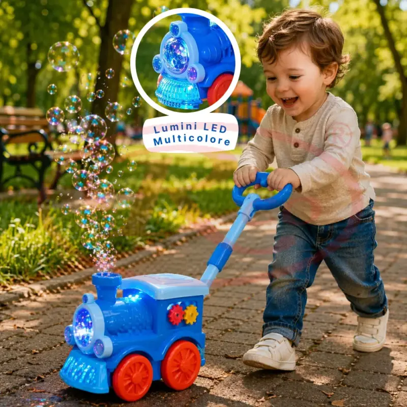 Jucarie interactiva de impins Locomotiva cu baloane cu baterie USB