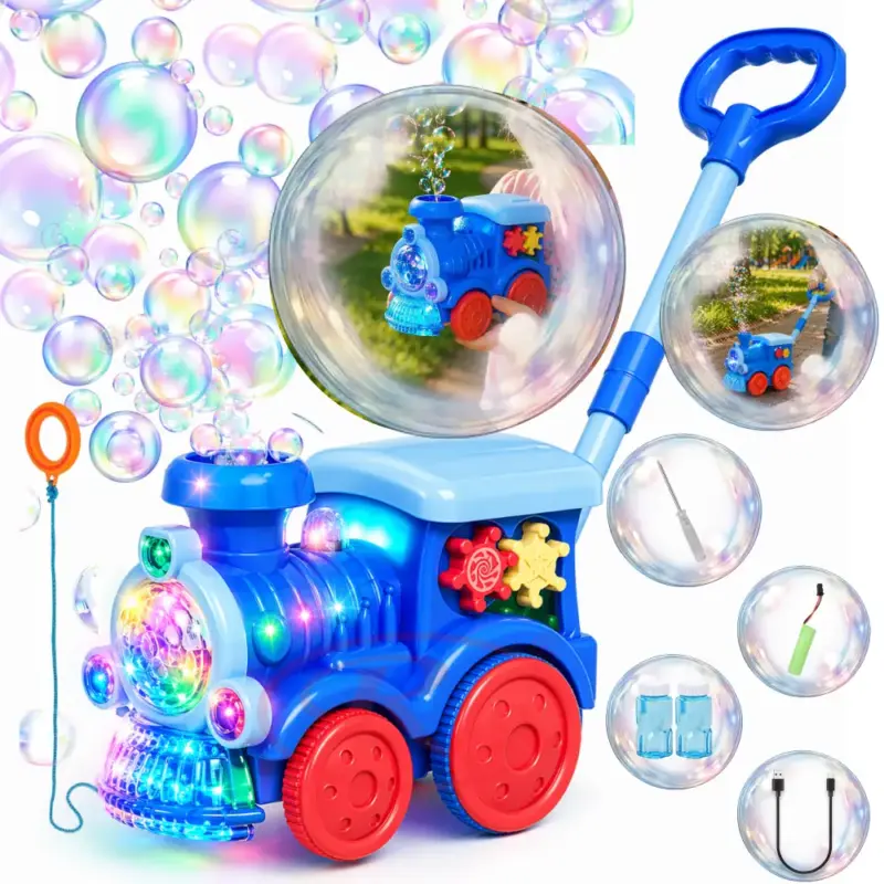 Jucarie interactiva de impins Locomotiva cu baloane cu baterie USB