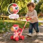 Jucarie interactiva de impins Unicorn cu baloane cu baterie USB