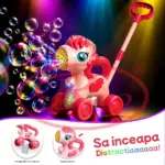 Jucarie interactiva de impins Unicorn cu baloane cu baterie USB