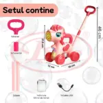 Jucarie interactiva de impins Unicorn cu baloane cu baterie USB