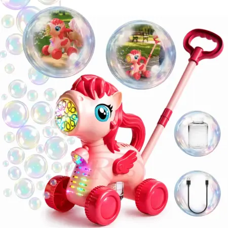 Jucarie interactiva de impins Unicorn cu baloane cu baterie USB
