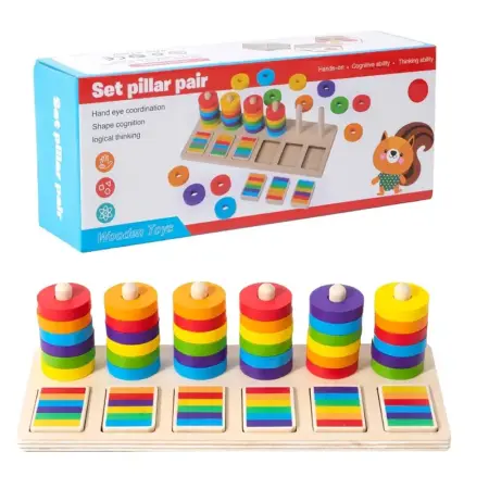 Joc educativ Montessori Sortare culori Forme si potrivirea sabloanelor