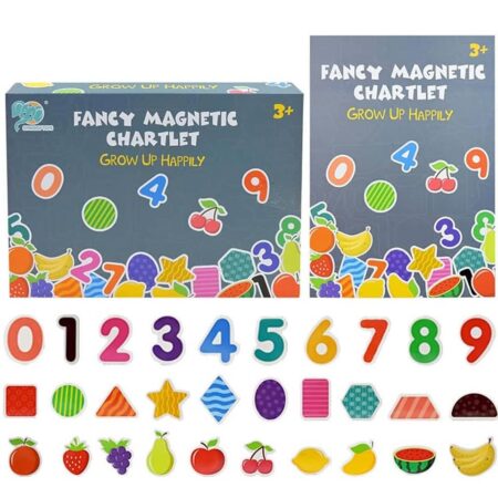 Puzzle magnetic Fructe Cifre Forme Joc educativ Carte cu 30 de piese