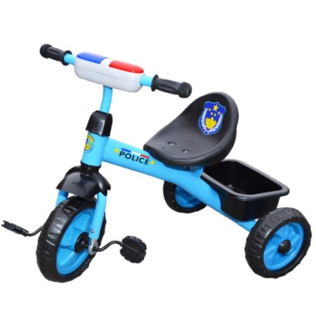 Tricicleta copii cu pedale model Politie cu cos pentru depozitare