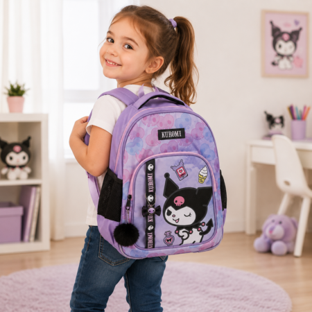 Ghiozdan Scoala copii Kuromi Lila Impermeabil Rucsac reglabil