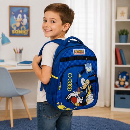 Ghiozdan Scoala copii Sonic Albastru Impermeabil Rucsac reglabil