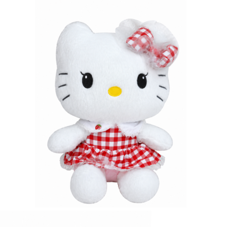 Jucarie plus Hello Kitty 35 cm Pisicuta cu fundita si rochita