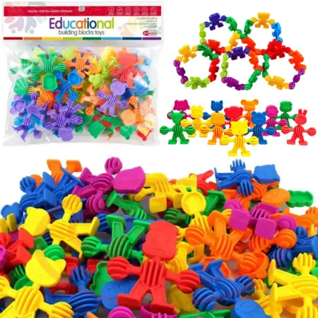 Set Piese de construit Stem diferite forme Animalute multicolore