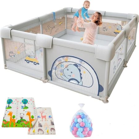Tarc de joaca 180150cm cu Covor impermeabil si 60 bile colorate