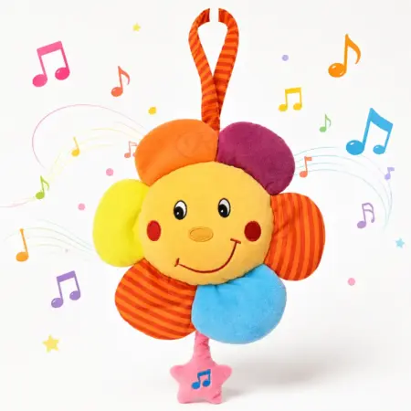 Jucarie senzoriala bebe Material texturat Floarea soarelui muzicala