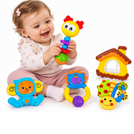 Set 5 Jucarii bebe Zornaitori pentru motricitate Texturi diferite