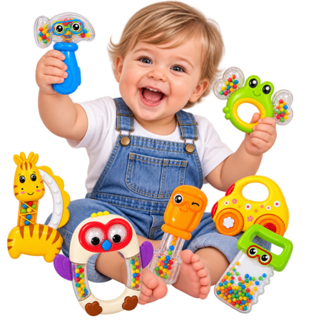 Set 7 Jucarii bebe Zornaitori Forme diferite pentru motricitate