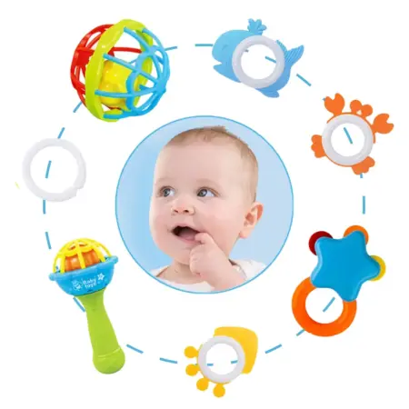 Set 7 Jucarii bebe Zornaitori pentru motricitate Texturi diferite