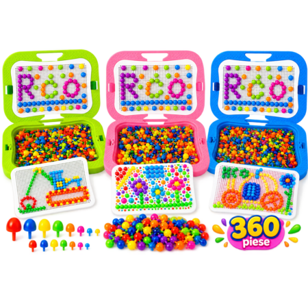 Tabla desen Joc Mozaic cu 30 piese colorate si suport detasabil