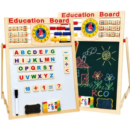 Tabla educativa 5in1 magnetica cu Ceas Abac Cifre si Alfabet