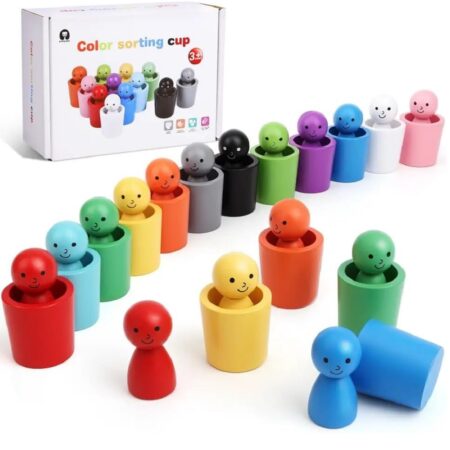 Joc Educativ Montessori Sortare si potrivire Culori Figurine si cupe