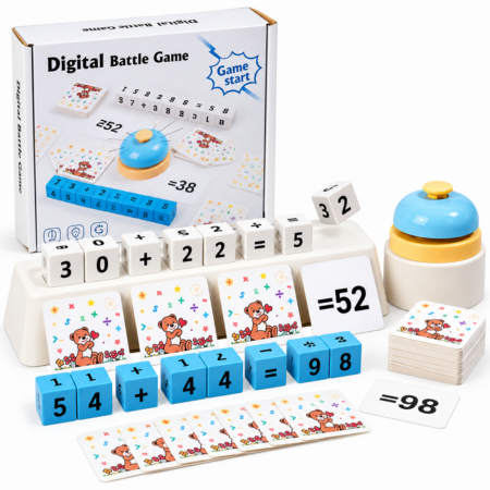 Joc educativ Matematic cu Cuburi numerice Carduri de calcul si Clopotel