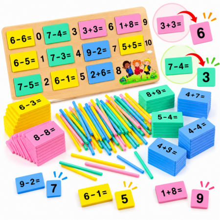 Joc educativ cu Operatii matematice si Jetoane tip Domino aritmetic