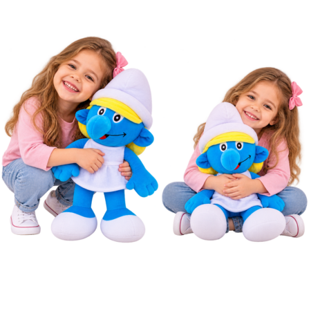 Jucarii de plus 50 cm Strumfita cu rochie Smurfette pentru copii