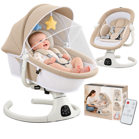 Leagan electric Crem 2in1 pentru bebe 5 Trepte Balansare Bluetooth