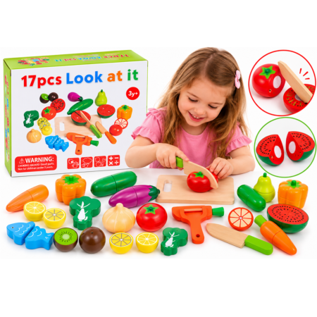 Set Alimente Fructe Legume Mancare de feliat cu tocator 17 piese