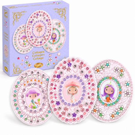 Set creativ cu pietricele Lila Colaj decorativ cu personaje Activitate DIY